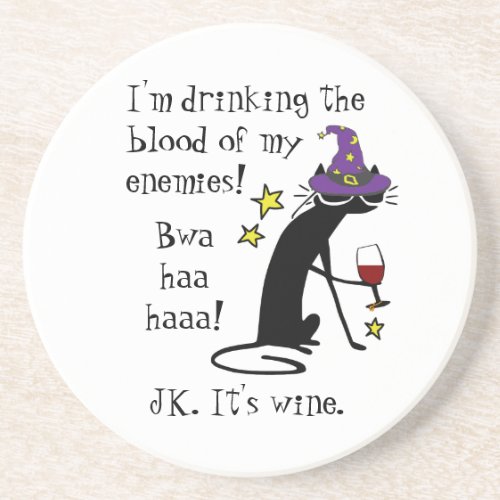 Blood of My Enemies JK Wine Black Cat Coaster