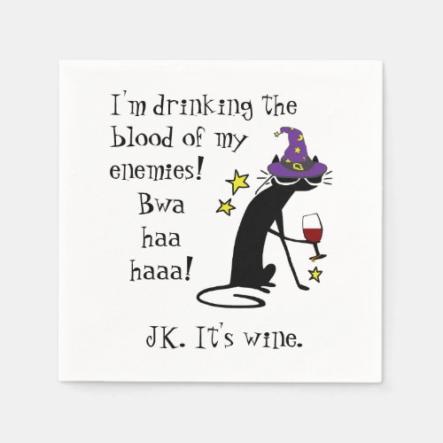 Blood of My Enemies JK Wine Black Cat Napkins