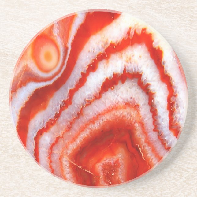 Blood Orange Agate case. Sandstone Coaster (Front)