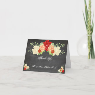Blood Orange Flower Chalkboard Wedding Thank You Card