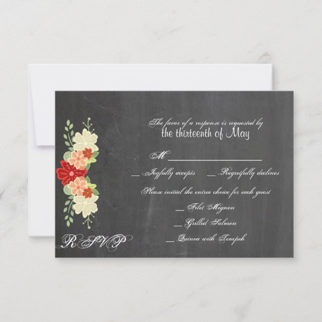 Blood Orange Flower Wedding Response Card (Front)