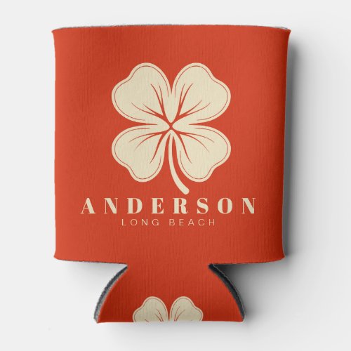 Blood Orange Four Leaf Clover with Name Can Cooler