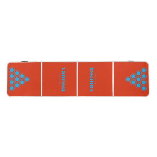 Blood Orange Minimal Modern Classic Name Beer Pong Table