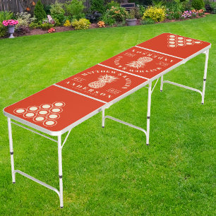 Blood Orange Tropical Pineapple Wedding Crest Beer Pong Table