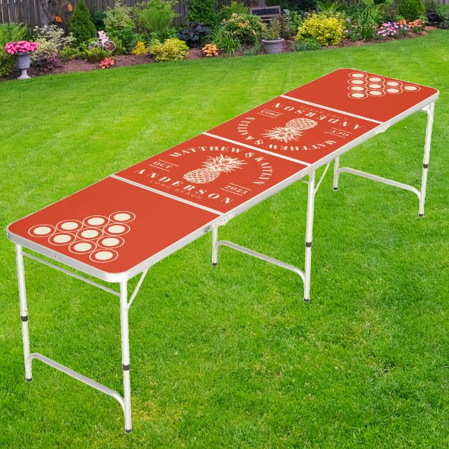 Blood Orange Tropical Pineapple Wedding Crest Beer Pong Table (Creator Uploaded)