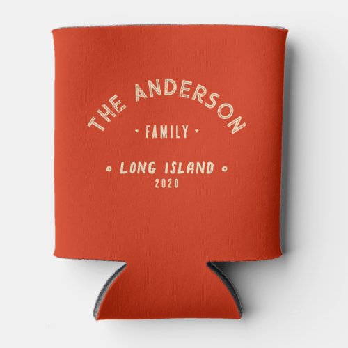Blood Orange Vintage Seaside Family Name Can Cooler