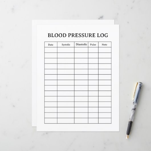 BLOOD PRESSURE LOG  (Front/Back In Situ)