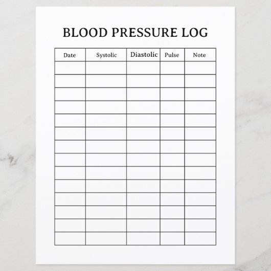 BLOOD PRESSURE LOG  (Front)