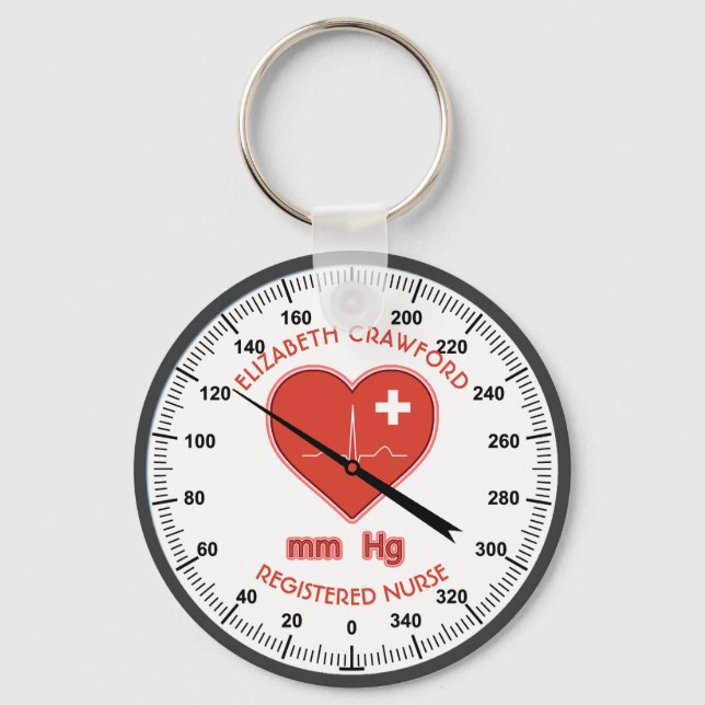 Blood Pressure Monitor Nurse Doctor Health Care Keychain (Front)
