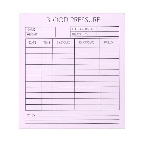 Blood Pressure Notepad