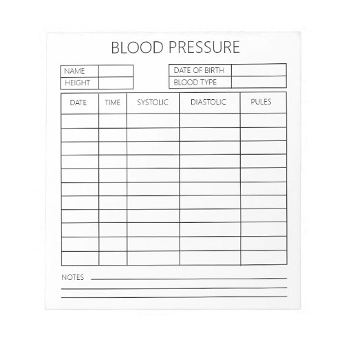 Blood Pressure Notepad