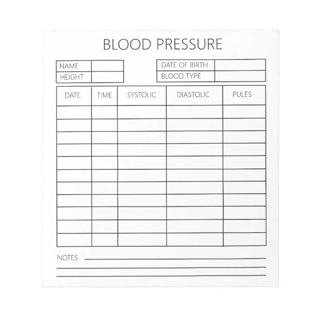 Blood Pressure Notepad (Front)