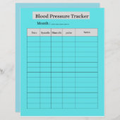 Blood Pressure Tracker SHEET (Front/Back)