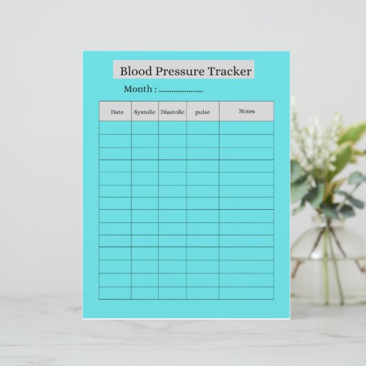 Blood Pressure Tracker SHEET (Standing Front)