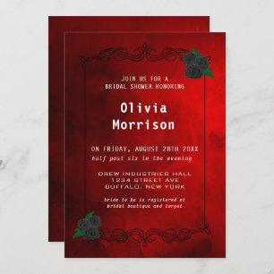 Blood Red and Black Rose Gothic Bridal Shower Invitation