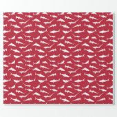 Blood Red and White Shark Print Wrapping Paper (Flat)