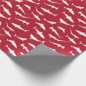 Blood Red and White Shark Print Wrapping Paper (Corner)