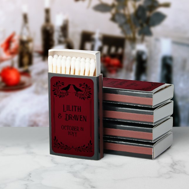 Blood Red Black Ravens Goth Wedding Matchboxes (Creator Uploaded)