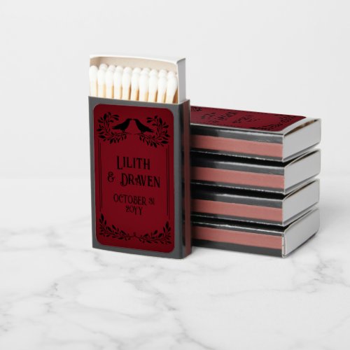 Blood Red Black Ravens Goth Wedding Matchboxes