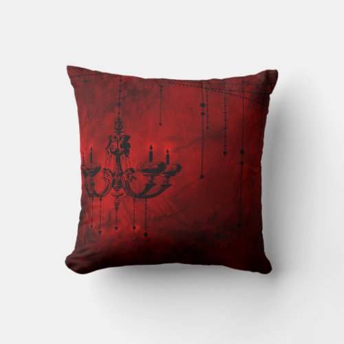Blood Red Chandelier Vampire Dark Red Black Throw Pillow