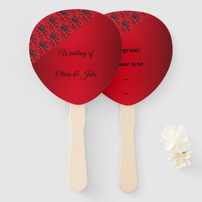 Blood red dahlias in gothic style   hand fan (Front and Back)