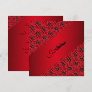 Blood red dahlias in gothic style invitation