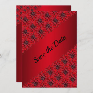 Blood red dahlias in gothic style save the date