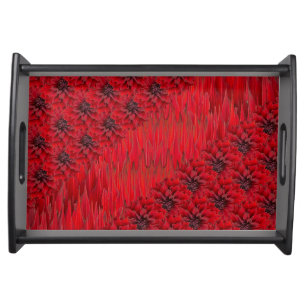 Blood red dahlias in gothic style serving tray