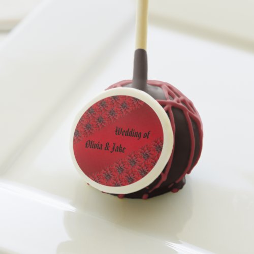 Blood red dahlias in gothic style wedding  cake pops