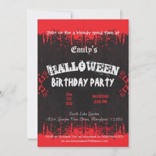 Blood Red dark vintage halloween spooky birthday Invitation