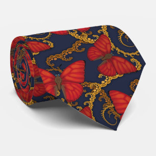 Blood Red Glider Butterfly Fractal Neck Tie