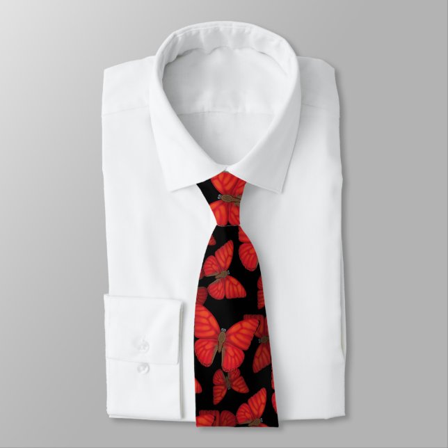 Blood Red Glider Butterfly Neck Tie (Tied)