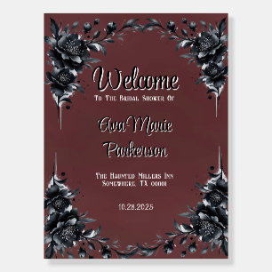 Blood Red Gothic Black Floral Bridal Shower Foam Board
