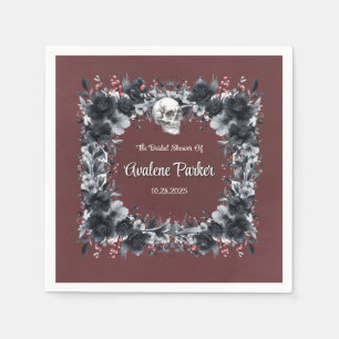 Blood Red Gothic Black Floral Bridal Shower Napkins