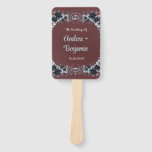 Blood Red Gothic Black Floral Wedding Hand Fan