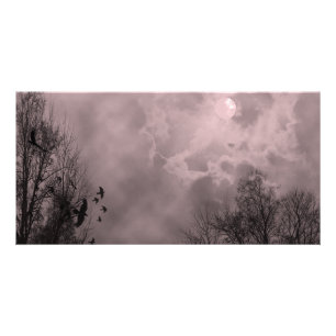 Blood Red Haunted Sky with Ravens Card