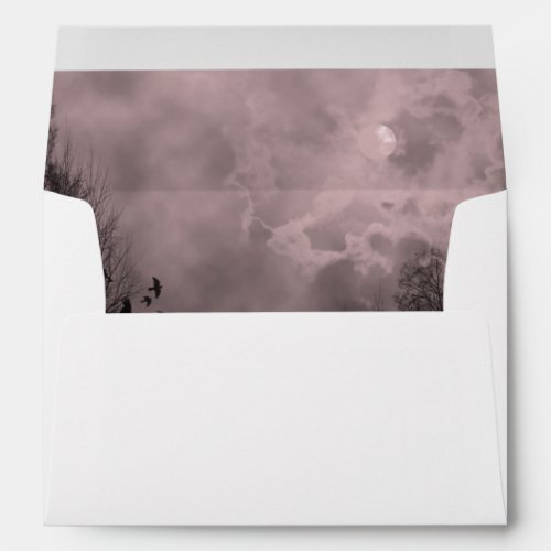 Blood Red Haunted Sky with Ravens Envelope
