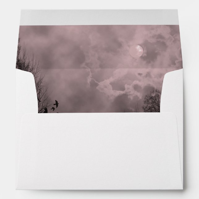 Blood Red Haunted Sky with Ravens Envelope (Back (Bottom))