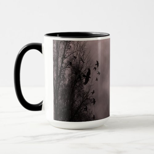 Blood Red Haunted Sky with Ravens Mug