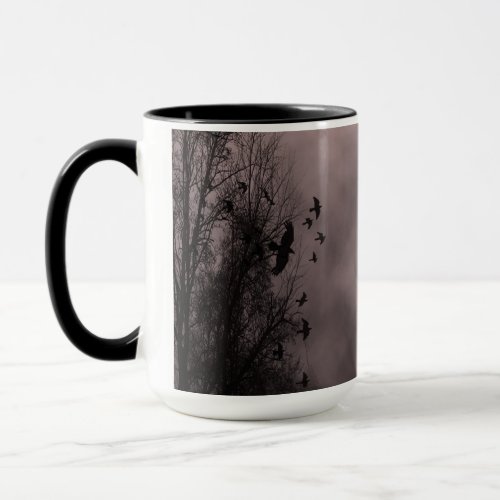 Blood Red Haunted Sky with Ravens Mug