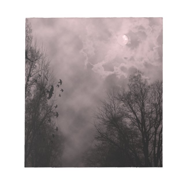 Blood Red Haunted Sky with Ravens Notepad (Front)