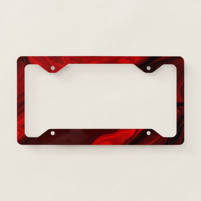 Blood Red Marble Black Background License Frame (Front)