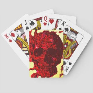 Blood Red Rose Skull Carved - Poker Cards