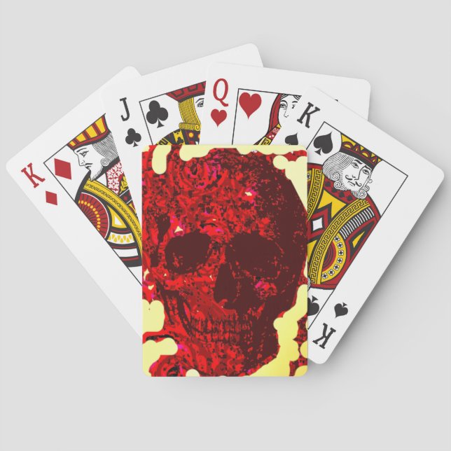 Blood Red Rose Skull Carved -  Poker Cards (Back)