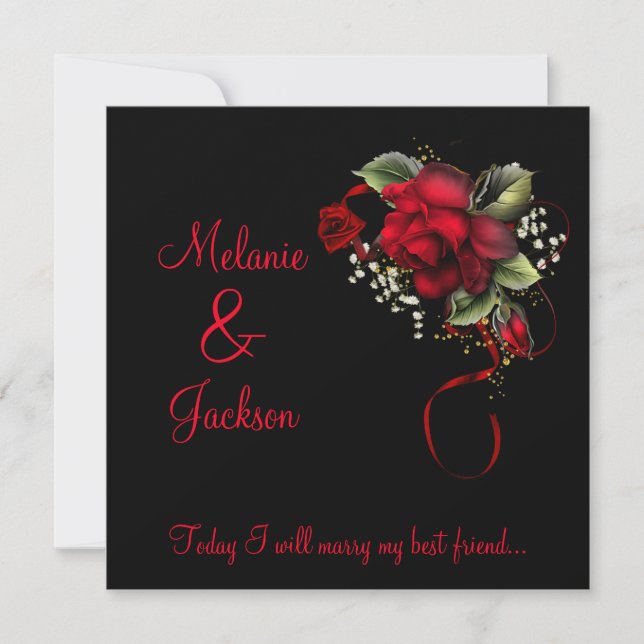 Blood Red Roses Post Wedding Invitation (Front)