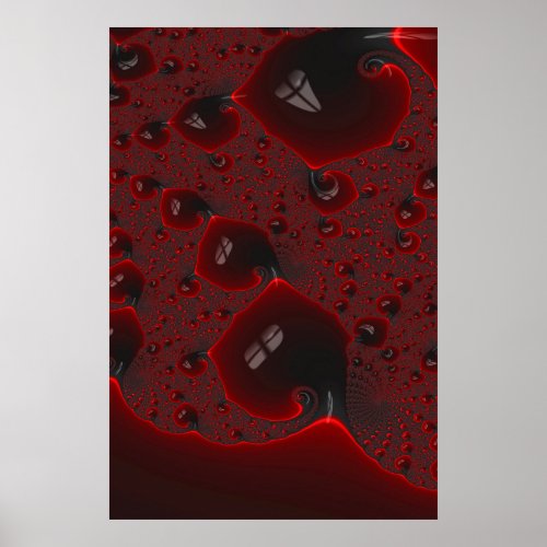 Blood Red Spilled Wine Fractal Abstract Art Poster