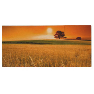 Blood-Red Sunset Wood USB Flash Drive