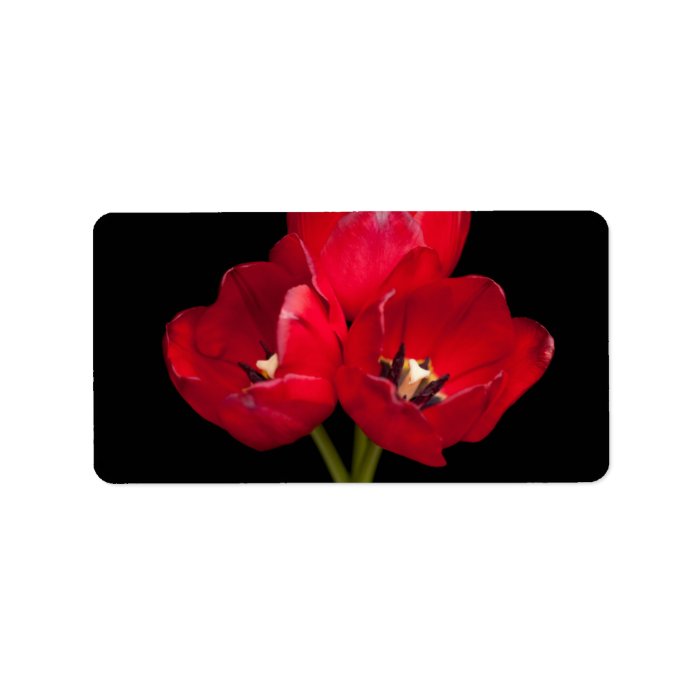 Blood Red Tulips on Black Background Customized Address Label