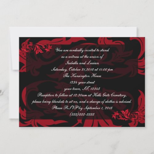 Blood Red Vampire Damask Goth Wedding Invitation