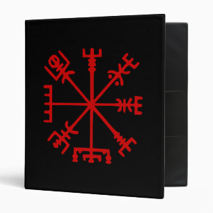 Blood Red Vegvísir (Viking Compass) 3 Ring Binder